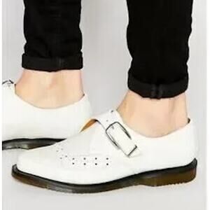DR MARTENS Rousden Monk Strap Creeper Winklepickers Shoes White 6 men/ 7 women